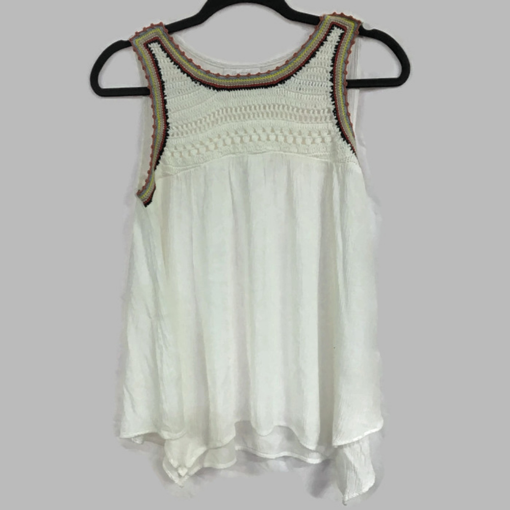 LC Lauren Conrad Sleeveless Crochet Cream Blouse - Picture 1 of 6